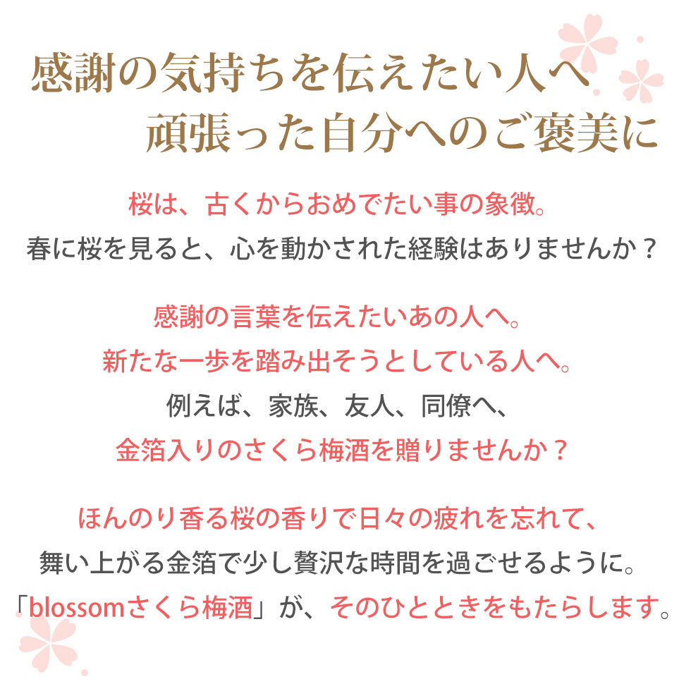 ハタチのお祝い、成人式のお祝いにblossom～さくら梅酒～