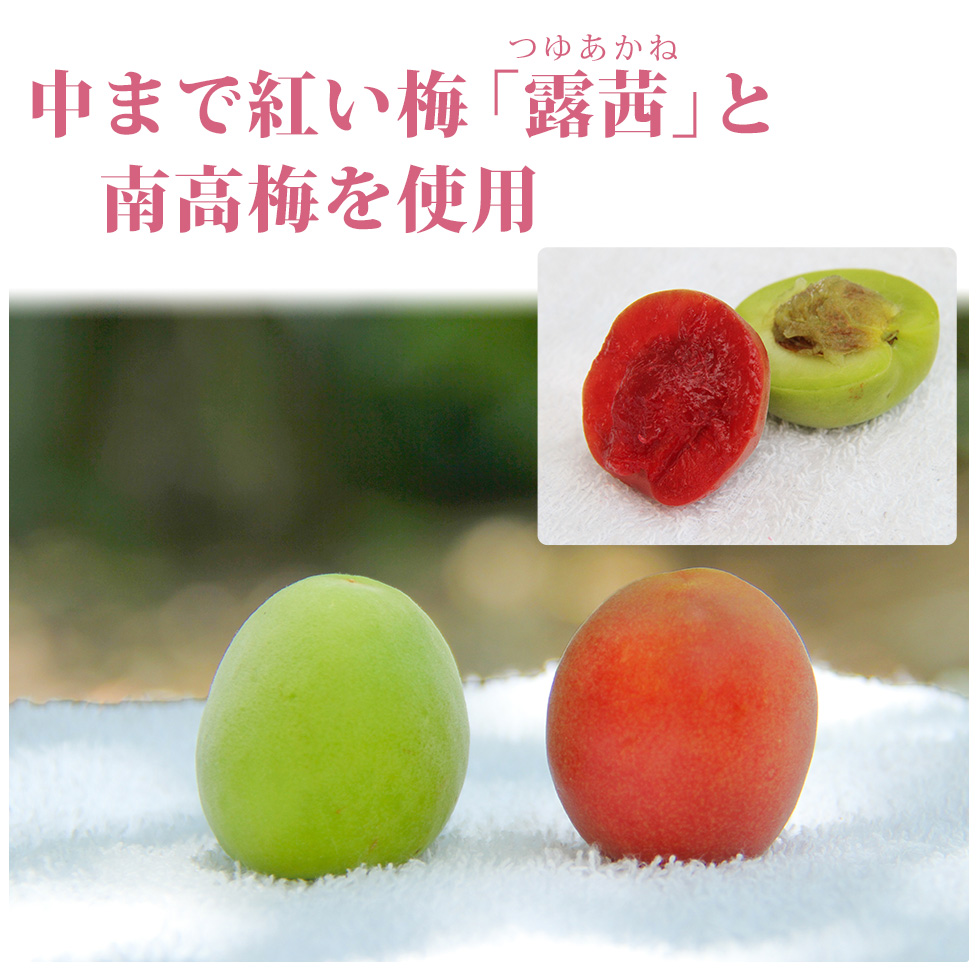 南高梅は和歌山県が誇るブランド品種です。また露茜は果肉まで赤く染まるのが特徴です。