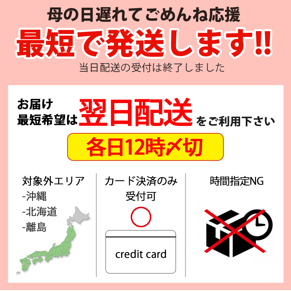 母の日間に合うギフトはこちらのスケジュールを確認下さい
